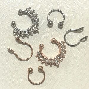 Fake Septum Piercing lot Silver and Gold Nose Rings Set